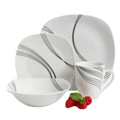 China 16 Pcs Decal Porcelain Disposable Dinnerware Set for sale