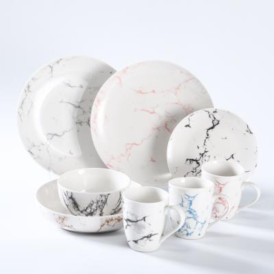 China Sustainable design marble dinnerware set luxury 12 seater English style porcelain dinnerware setdinnerware for sale