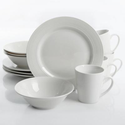 China Viable Porcelain 12pcs Dinner Set with Flower Decal for 4 People for sale