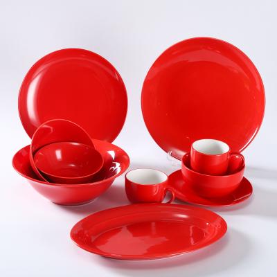 China Sustainable Manufacturer Of Porcelain Color Dinner Set Color Glazed Dinnerware Sets for sale