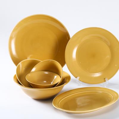 China 16pcs Dinner Set Porcelain Solid Color Eco Friendly Glazed Dinnerware Sets for sale