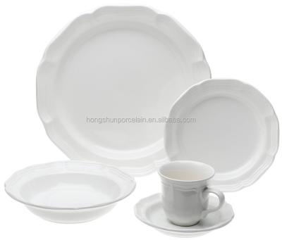 China 2021 China Disposable Household Dinner Set White Embossed Porcelain for sale