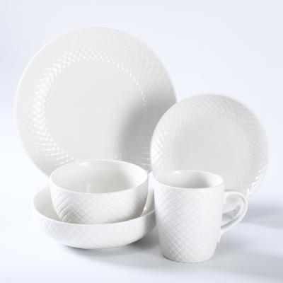 China Good Quality Disposable Embossed White Ceramic Tableware Manufacturer for sale