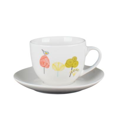 China Sustainable Ceramic 220ml Porcelain Coffee Tea Cups And Saucers Sets for sale