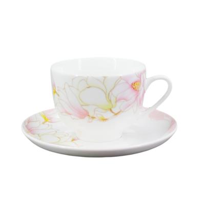 China Sustainable Customized Ceramic Decaled Espresso Tea Porcelain Cup And Saucer Set for sale