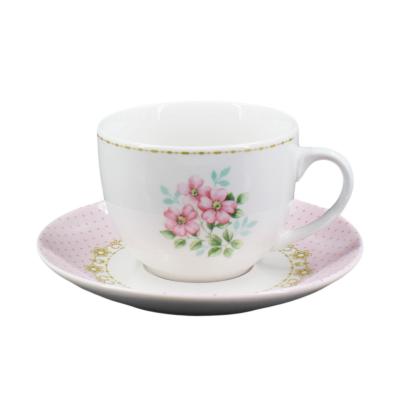 China Sustainable Traditional Style Ceramic Coffee Cup And Saucer Sets In Decal for sale