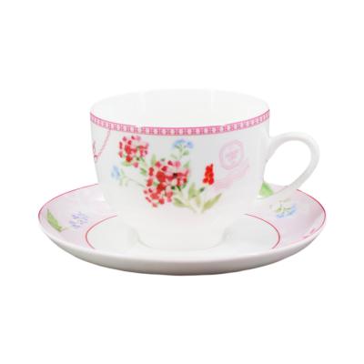 China Viable Fashion Porcelain Cups and Saucers in Flower Decal for sale