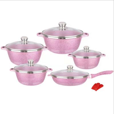 China Maifan Sustainable Stone Set Piece 7pcs Cookware Set Aluminum Non-Stick Soup Pot Set Kitchen Utensils for sale