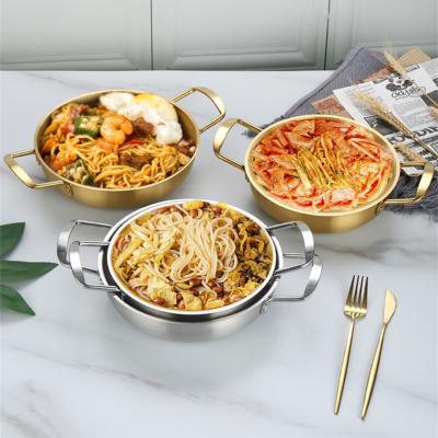 China General Dry Multifunctional Hot Pot Induction Cooker Gas Stove New Golden Stainless Steel Sliever Ramen Viable Korean Ear Double Pot for sale