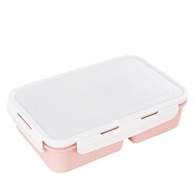 China Custom Logo 2 Compartment Wheat Straw Sealed Fresh-Keeping Adult Lunch Box Sustainable Food Fruit Container for sale