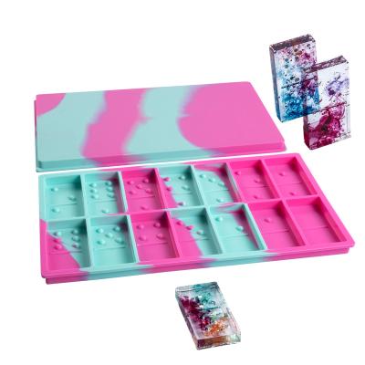 China 28 Cavity Viable Silicone Mold For Crystal Epoxy Resin Mold Domino Pendant Molds For Resin Casting for sale