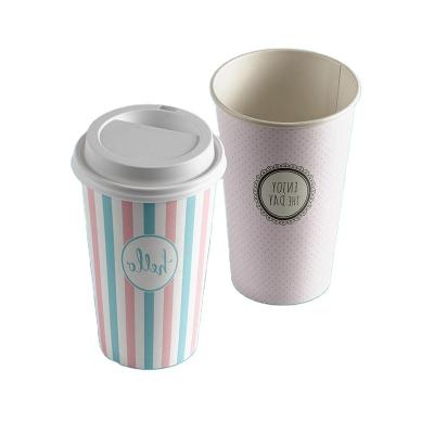 China Disposable Customized Printed Disposable Double Wall Corrugated Hot Drink Paper Coffee Cup Food Grade Paper Material for sale