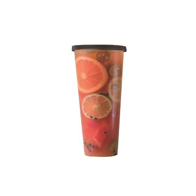 China Custom logo disposable fruit juice tea squirt new 18oz pp plastic cup transparent plastic cup for sale