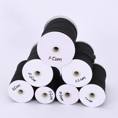 China High Tenacity 200 Yards 3MM 5MM Black Heavy Stretch 6MM Knit Elastic Band, Braided Elastic Strap Cord Roll For Sewing for sale