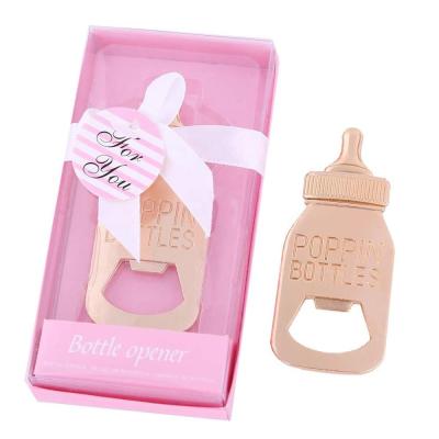 China Viable Custom Creative Wedding Gift Feeding Bottle Shape Beer Bottle Opener for sale