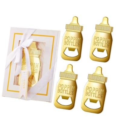 China Hot Selling Boy Girl Birthday Baby Shower Decoration Baptism Favor Poppin Bottle Opener Baby Shower Return Gifts Souvenirs for sale