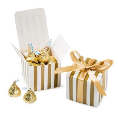 China Party Show Candy Box Small Bulk With Ribbon Gold Blank Strips Box Gifts Pack for sale