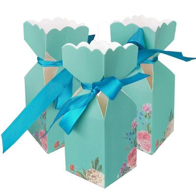 China Recyclable Luxury Wedding Favor Birthday Candy Box Candy Cookie Blue Paper Gift Box for sale