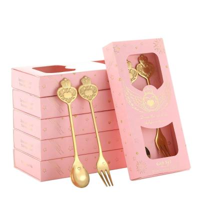 China Wedding Favors Birthday Party Decor RTS Wedding Event Stainless Steel Dinnerware Spoon and Fork Reusable Rose Gold Cutlery Set for sale