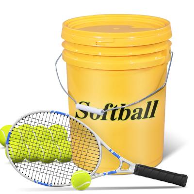 China Farbenfrohe benutzerdefinierte Logo Plastik 5 Gallonen Baseball Softball Eimer für Softball Training zu verkaufen