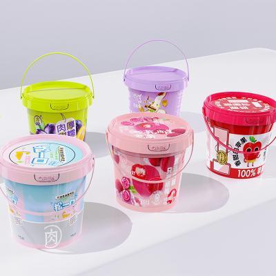 China IML Printing Plastic Buckets for Yogurt Biscuit Cookies Pet Food Storage Container 300ml-5L for sale