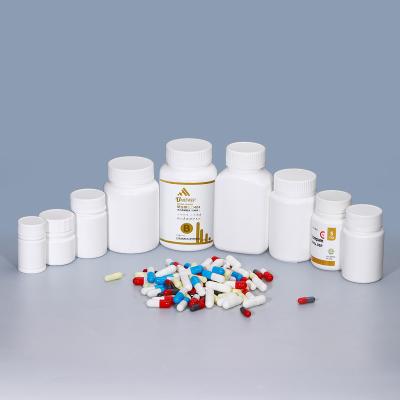 China Leere pharmazeutische Tabletten-Pillenflaschen mit Schraubkappe aus Kunststoff und HDPE-Material zu verkaufen