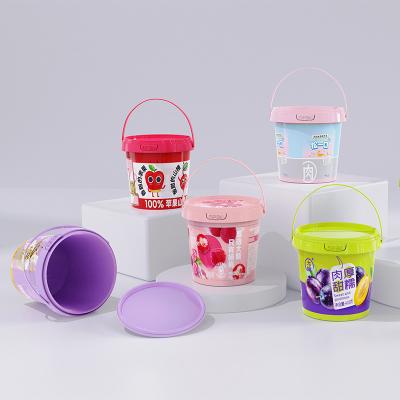 China Customized Logo PP Plastic Bucket With Lid Handle for Peanut Butter Packaging Containe for sale