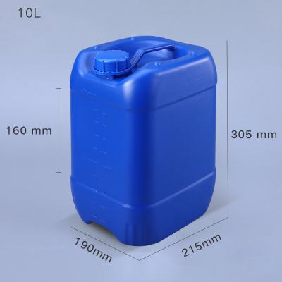 China Translucent Blauw 10 liter HDPE Plastic Jerry Can Voor Chemische Stoffen Pakket Te koop