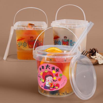 Китай 600ML Custom IML Printing Clear Plastic Buckets With Lids for Heat Transfer Printing 600ML Custom IML Printing Прозрачные пластиковые ведра с крышками для печати с тепловой передачей продается