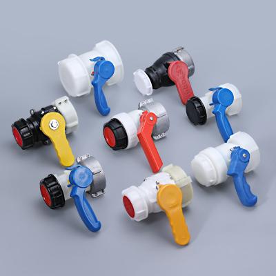 China IBC Tank Tote Water Drain Tank Adapter met Grofdraad PP Ball Valve DN40 DN50 DN60 Te koop