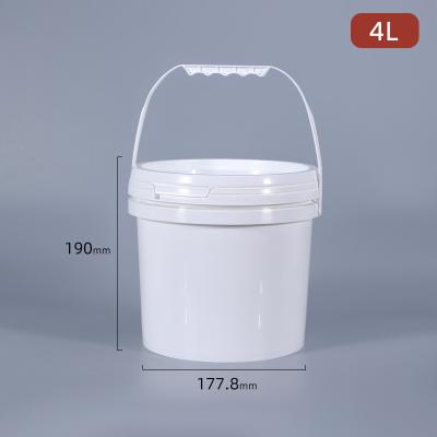 China 1L 2L 3L 4L 5L Empty Plastic Paint Bucket With Lids For Industrial Pail With White Lid for sale