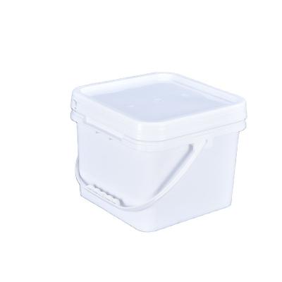 China Customized Printing Injection Moulding Square Plastic Bucket with Lid White Logo Design for sale