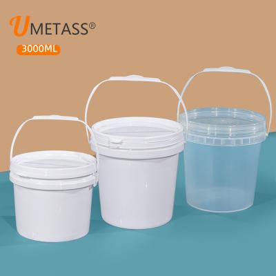 China Round Shape 3L Food Grade PP Plastic Pails Customized Personalized Logo With Printed for sale