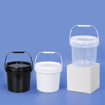 China 2L PP Round Plastic Storage Bucket With Lids For Honey Ice Cream With Customized Logo for sale