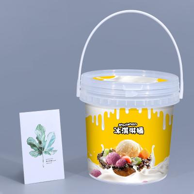 China Printing Silk Screen Printing.heat Transfer Printing 1L Clear Plastic Buckets for Yogurt for sale