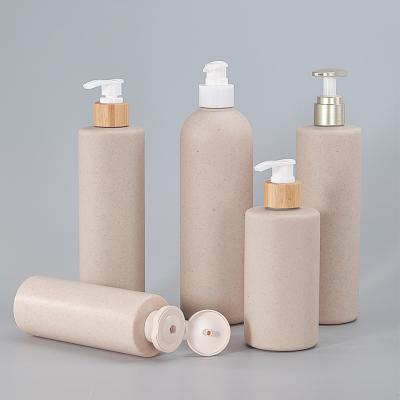 China Wheat Straw Base Material Flip Top Cap Bottle for Customized Lotion Packaging for sale