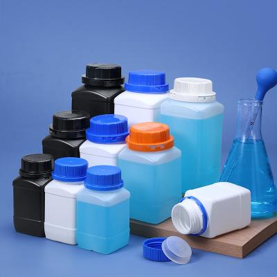 China Wide Neck Square Laboratory Plastic Bottle Jar 250ml 500ml 1000ml for sale