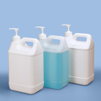 China Liquid Detergent Container One Liter 5L Plastic Jerry Can F-Style Jugs with Pump Dispensar for Hand Wash Disinfection for sale