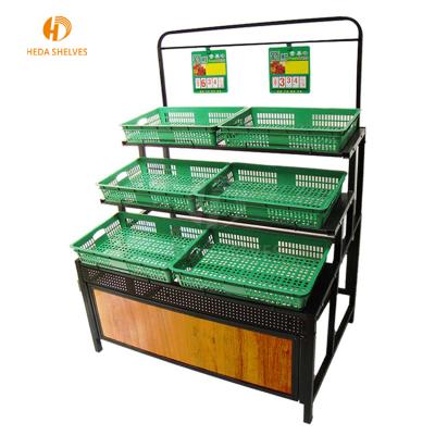 China Single Sided Large Capacity Fruit Shelf Rack Supermarket Vegetable Display Stands for sale