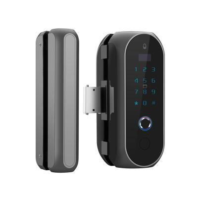 China Aluminum alloy+ABS smart display glass sliding smart door lock for sale