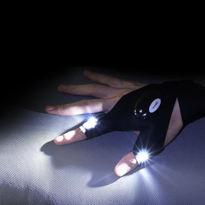 China Adjustable Wrist Strap Outdoor Waterproof Luminous Fingerless Magic Gloves with LED Flashlights Torch for Fishing Camping for sale