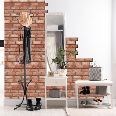 China Asian Zen Tear and stick wallpaper waterproof PVC foam removable 3D three-dimensional brick wallpaper for sale