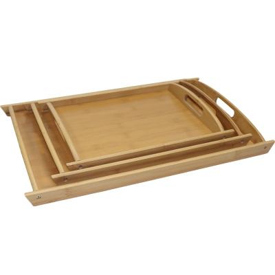 China Sustainable Bamboo Tray Dining Fruit Dish Classy Light Luxury Household Dish Rectangle Dinner Outdoor Camping Barbecue Dish for sale