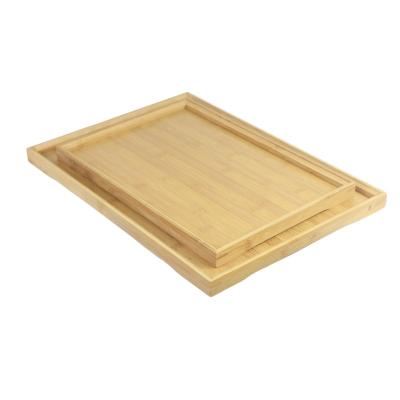 China 100% Luxury Elegant Bamboo Serving Tray Set of 2 - Portable Rectangle Tray Platters for Kitchen Dining Snacks Dried Fruit Cake Tray Dinner Plate for sale