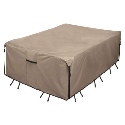 China Garden Furniture Cover 600d Gray Polyester Fabric 600D Hard Canvas Waterproof Outdoor Dining Table And Chairs Cover for sale