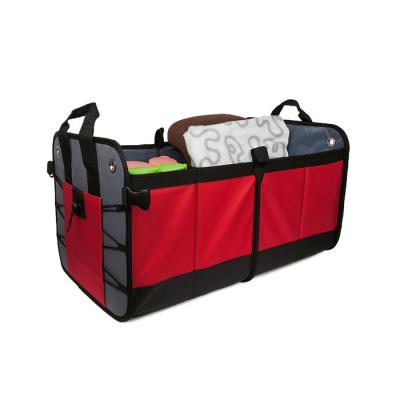 China Red Polyester Auto Trunk Organizer For Groceries / Folding Storage Bins For Car for sale