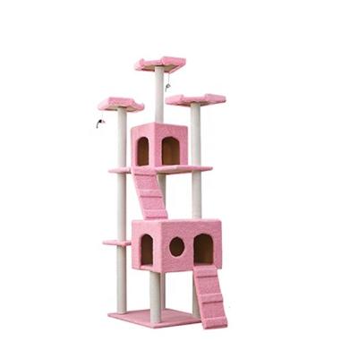 China Sustainable Pet Toys Material Interactive Pink Color Durable XXL Cat Tower Tree For Cat for sale