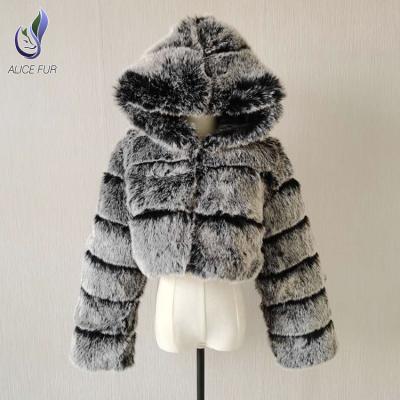 China Fashion Viable Short Solid Color Winter Fur Jacket Ladies Faux Fur Coat For Trendy Women With Hood for sale