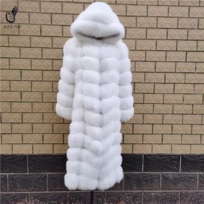 China Real Fur Coats Jacket 2020 Winter New Arrival Faux Fox Fur Coat Long Warm Luxury Women Breathable Hooded Style Wholesale for sale