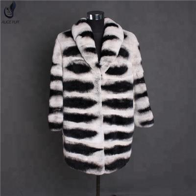 China ALICEFUR Luxury High Quality Anti-Shrink Ladies Plus Size Real Chinchilla Rex Fur Coats for sale